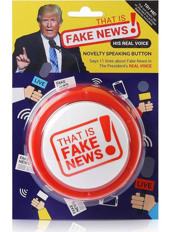 Donald Trump Fake News Button 11 Fake News Quotes In Real Voice Talking Gag Gift Desk Item Gag Accessories Gifts For Men And Women Funny Merchandise Stuff Batteries Included - Image 1