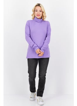 ESPRIT Women Turtle Neck Long Sleeve Solid Blouse, Lavender  - Image 2