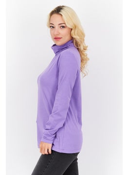ESPRIT Women Turtle Neck Long Sleeve Solid Blouse, Lavender  - Image 3