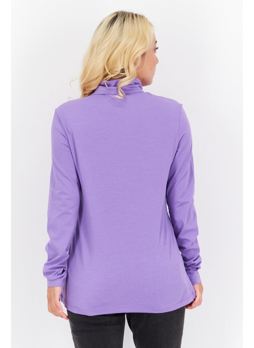 Women Turtle Neck Long Sleeve Solid Blouse, Lavender - pzsku/Z02101F7FBA5B018F228CZ/45/_/1724351241/252016a7-2cd4-41e6-a98d-0386d8875624