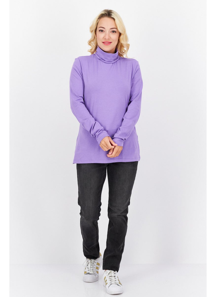 Women Turtle Neck Long Sleeve Solid Blouse, Lavender - pzsku/Z02101F7FBA5B018F228CZ/45/_/1724351242/df556039-2378-457d-b67e-069f5a109678