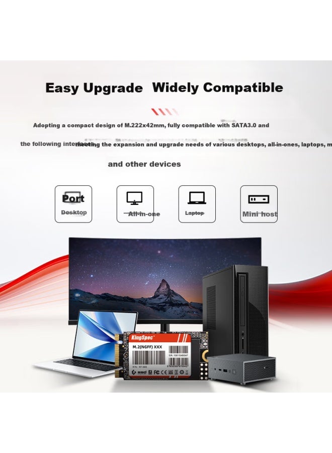 Kingspec 1tb Ssd M.2 Sata Ngff 2242 Size Tlc Nand 550mb/s Read Speed Compatible With Desktop/laptop - Image 2