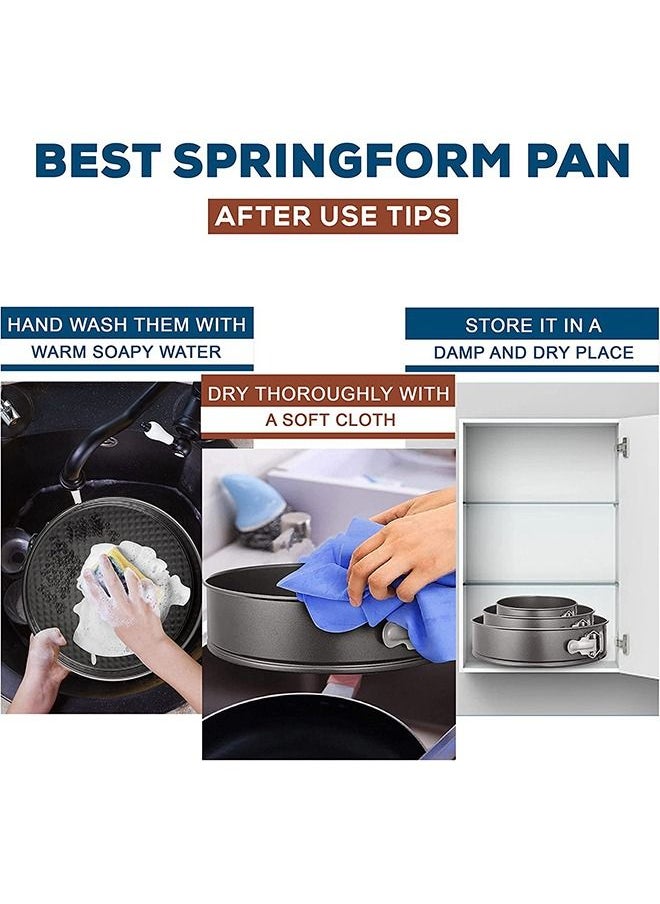 مجموعة صينية خبز Springform مقاومة للتسرب ، مجموعة صينية خبز الكيك ، قوالب مقلاة غير لاصقة ، صينية خبز تشيز كيك مع قاع قابل للإزالة ، مستوي الكيك ، 3 صواني خبز مستديرة (4 بوصات / 7 بوصات / 9 بوصات)