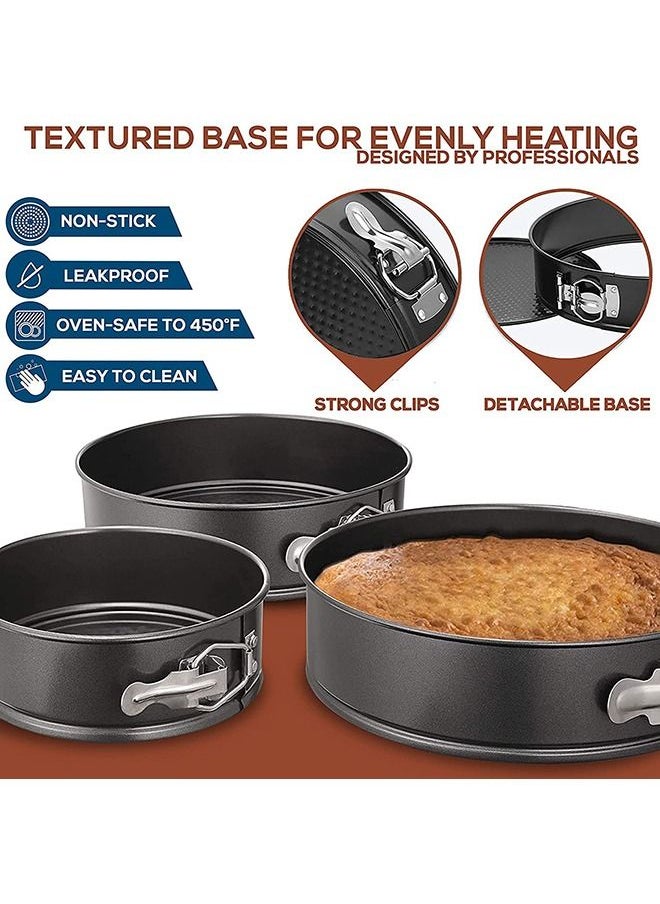 Arabest Leak Proof Springform Baking Pan Set,Cake Baking Pan Set,Non-stick Pan Molds,Cheesecake Baking Pan with Removable Bottom,Cake Leveler,3 Round Baking Pans (4"/7"/9") Inches  - Image 5