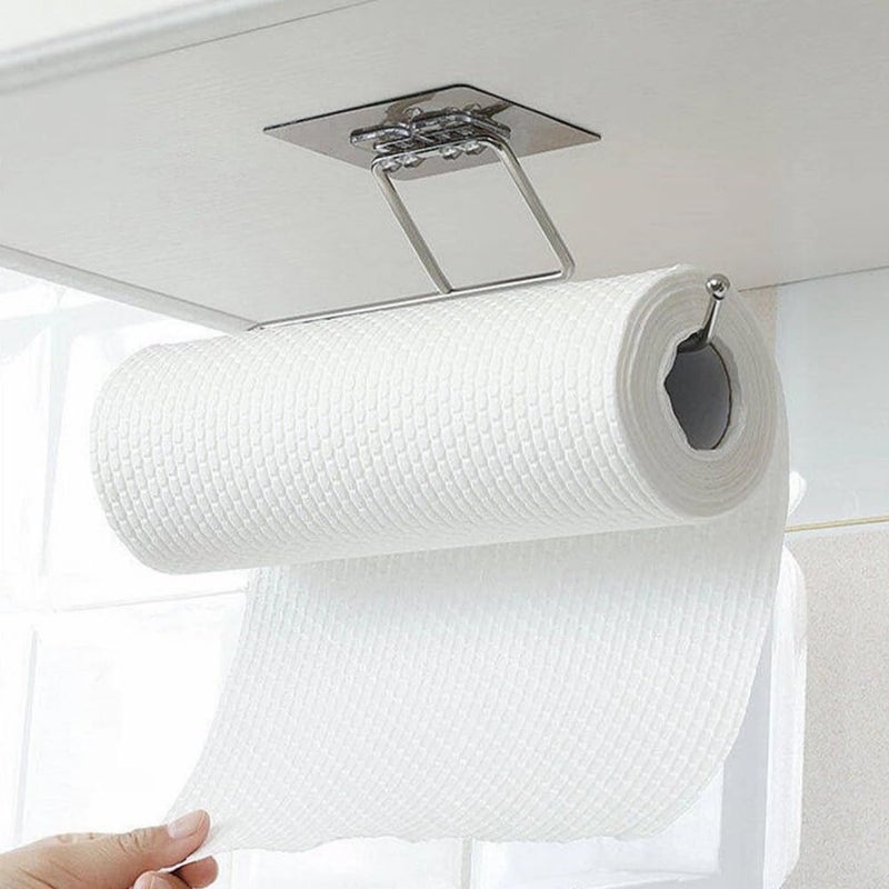 Fezda Fezda 2 Pcs Stainless Steel Self Adhesive Napkin Ring Wall Mount Towel Hanging Holder with Magic Adhesive Pad Kitchen Paper Roll Holder Tissue Paper Stand Towel Bar Hanger for Kitchen and Washbasin  - Image 3
