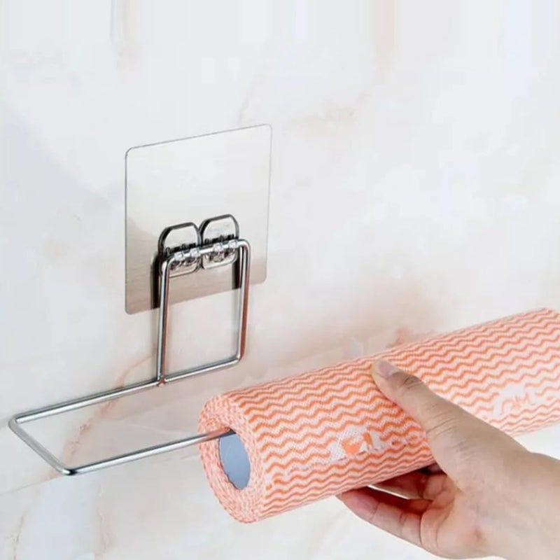 Fezda Fezda 2 Pcs Stainless Steel Self Adhesive Napkin Ring Wall Mount Towel Hanging Holder with Magic Adhesive Pad Kitchen Paper Roll Holder Tissue Paper Stand Towel Bar Hanger for Kitchen and Washbasin  - Image 2