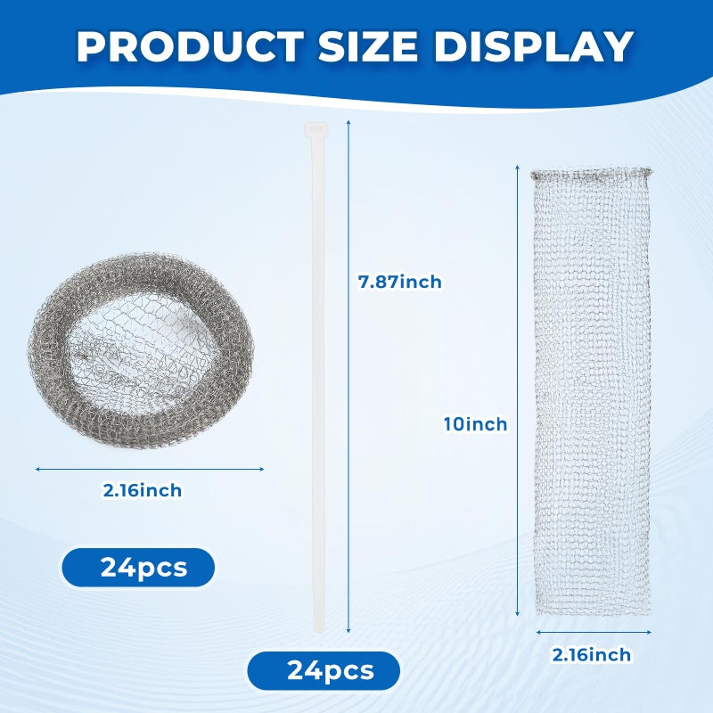 24 PCS Lint Traps, Stainless Steel Lint Catcher for Washing Machine, Pet Hair Remover for Laundry, Upgrade Traps Laundry Mesh Washer Hose Filter with 24 PCS Cable Ties - Image 3