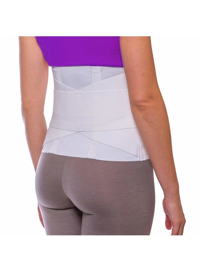 BraceAbility Women's Back Brace for Female Lower Back Pain - Lightweight Soft White Elastic Lumbar Compression Support Belt is Discreet Under Clothes for Ladies, Nurses, Walking (Medium) - Image 1