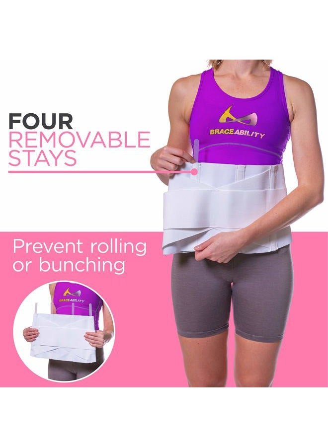 BraceAbility Women's Back Brace for Female Lower Back Pain - Lightweight Soft White Elastic Lumbar Compression Support Belt is Discreet Under Clothes for Ladies, Nurses, Walking (Medium) - Image 4