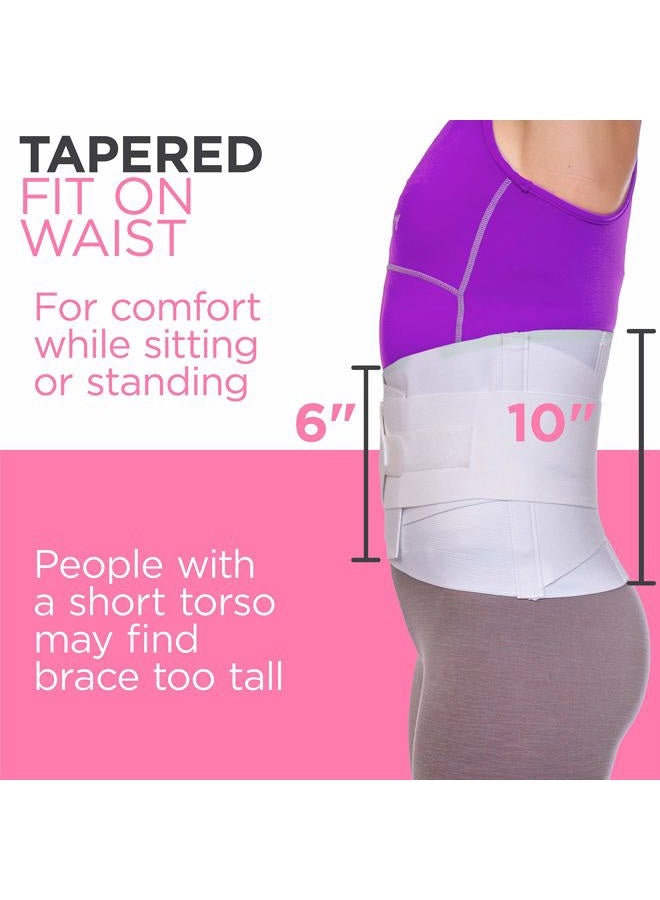 BraceAbility Women's Back Brace for Female Lower Back Pain - Lightweight Soft White Elastic Lumbar Compression Support Belt is Discreet Under Clothes for Ladies, Nurses, Walking (Medium) - Image 5