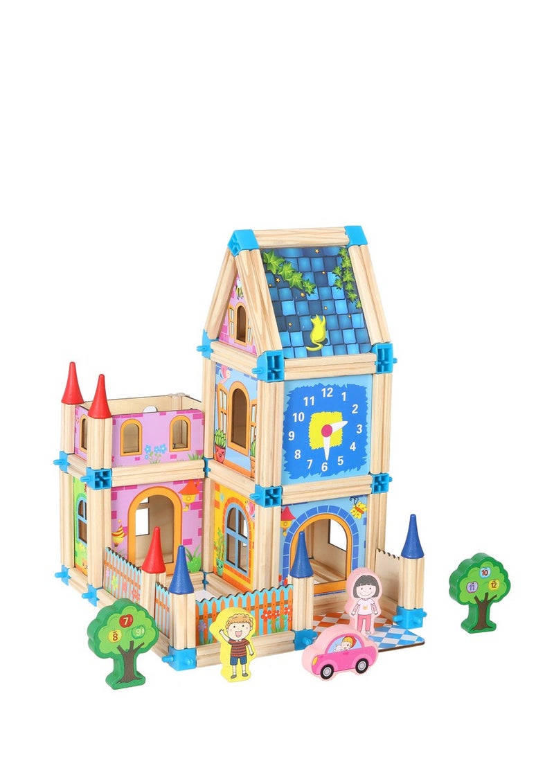 MIXDE 128PCS House Building Kit, Colorful Building Blocks Set, Montessori Preschool Toys, Creative Construction Toys, Fun Parent-child Toy, Easy to Install, Ideal Gift for Kids  - Image 2