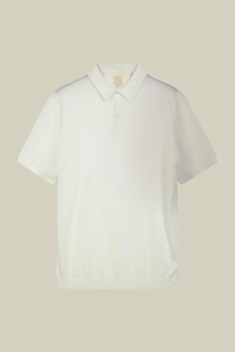 Men's regular fit 100% cotton knitted polo shirt - White