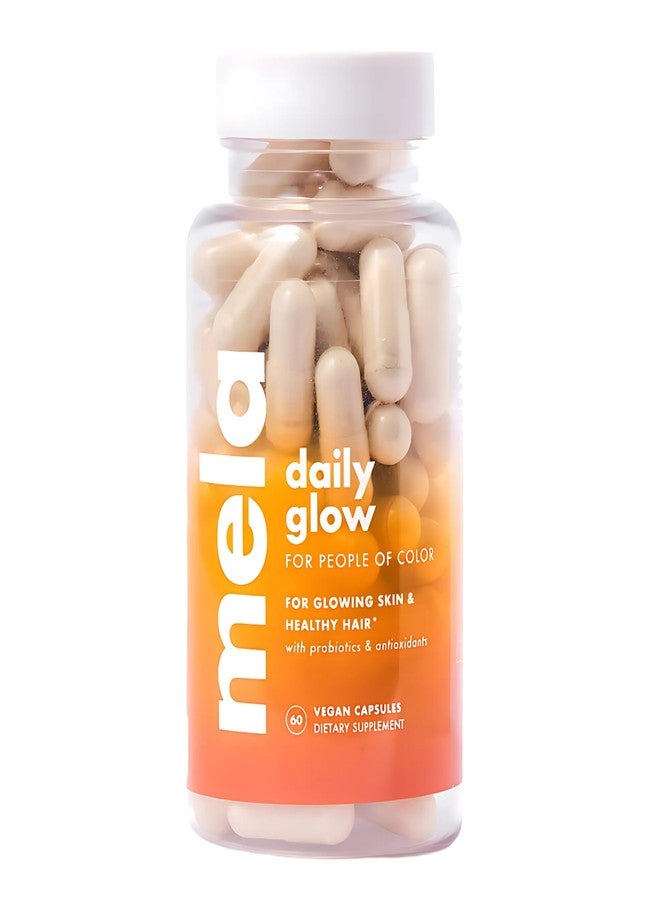 Mela Daily Glow for Healthy Melanin-Rich Skin & Textured Hair – with Silica, Millet, Pumpkin Seed, Probiotics, Hyaluronic Acid & Vitamin D3 – Vegan, Biotin-Free, Gluten & Soy-Free – 60 Count - Image 1