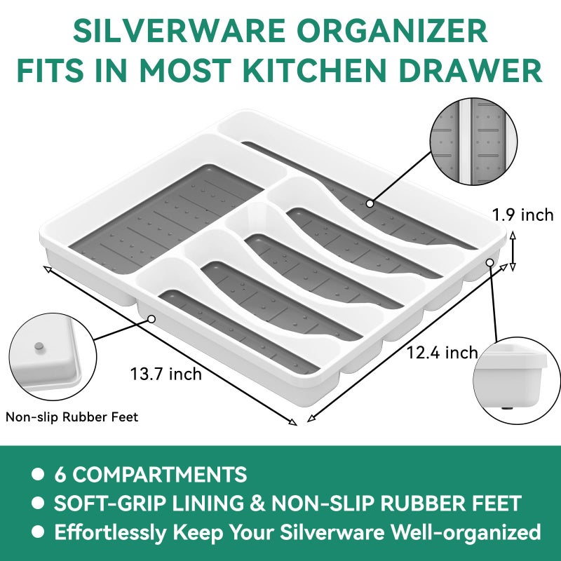 JUNLIN 49-Piece Silverware Set with Organizer, Stainless Steel Flatware Utensils Set for 8, Forks and Spoons Silverware Set Cutlery Set with Steak Knives, Dishwasher Safe - Image 3