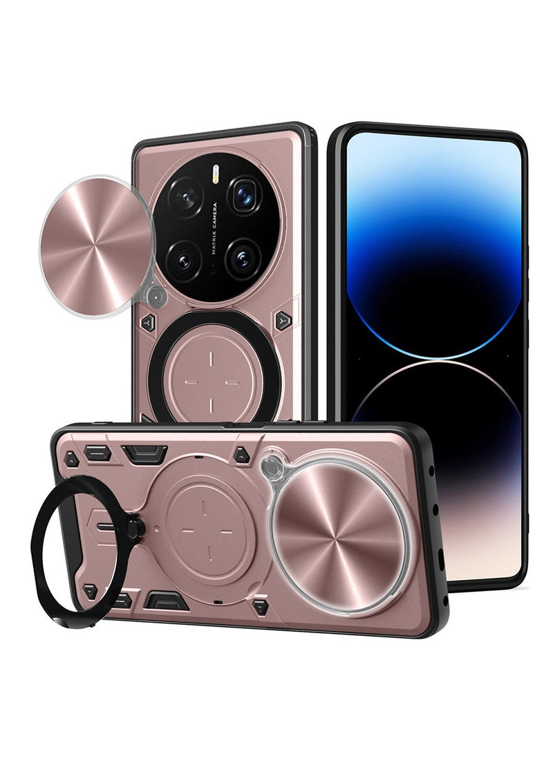 Case for Honor Magic 7 Pro with Sliding Camera Cover, Kickstand, PC+TPU Dual-Layer Back Cover,Rose Gold  - Image 1
