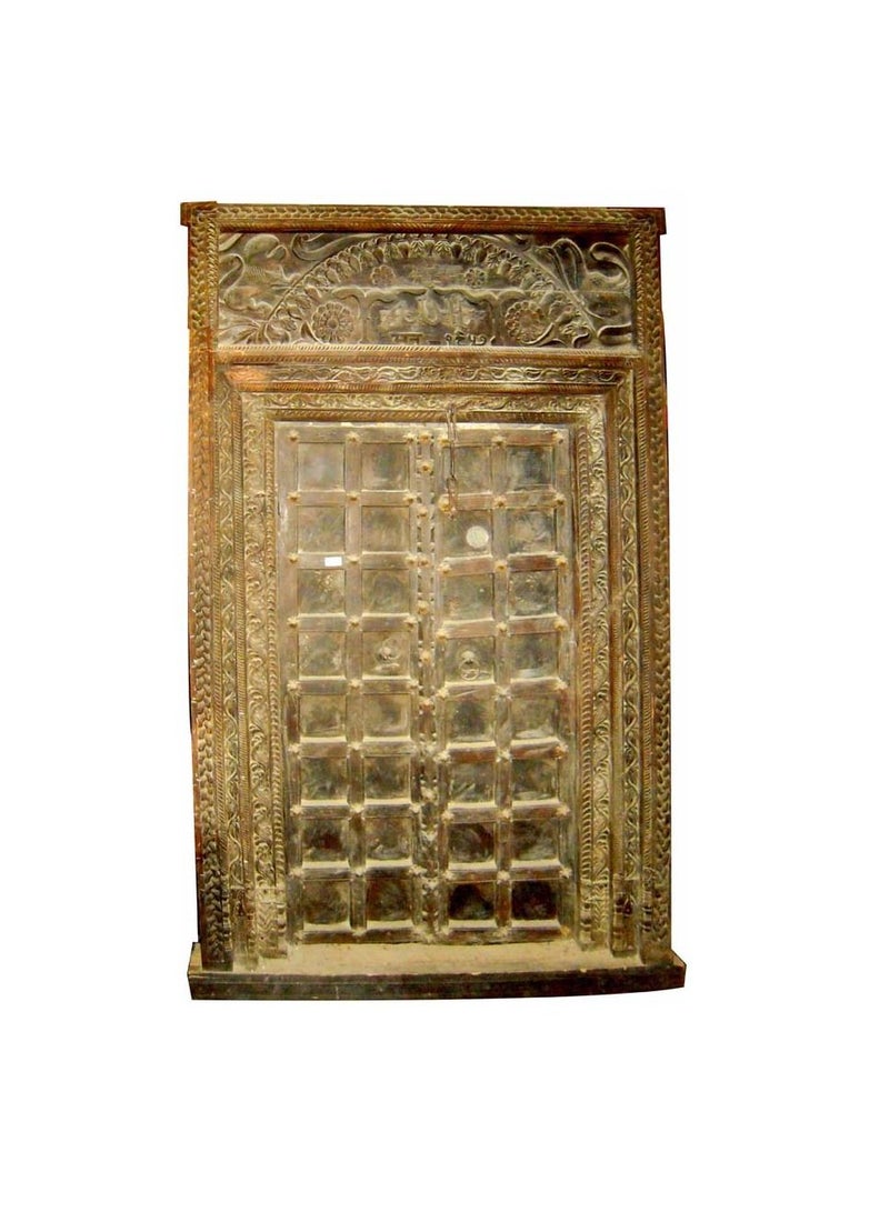 Antique Museum أعمال نحت يدوية على باب خشبي عتيق مقاس 60×95 بوصة -FPP2047  - Image 1