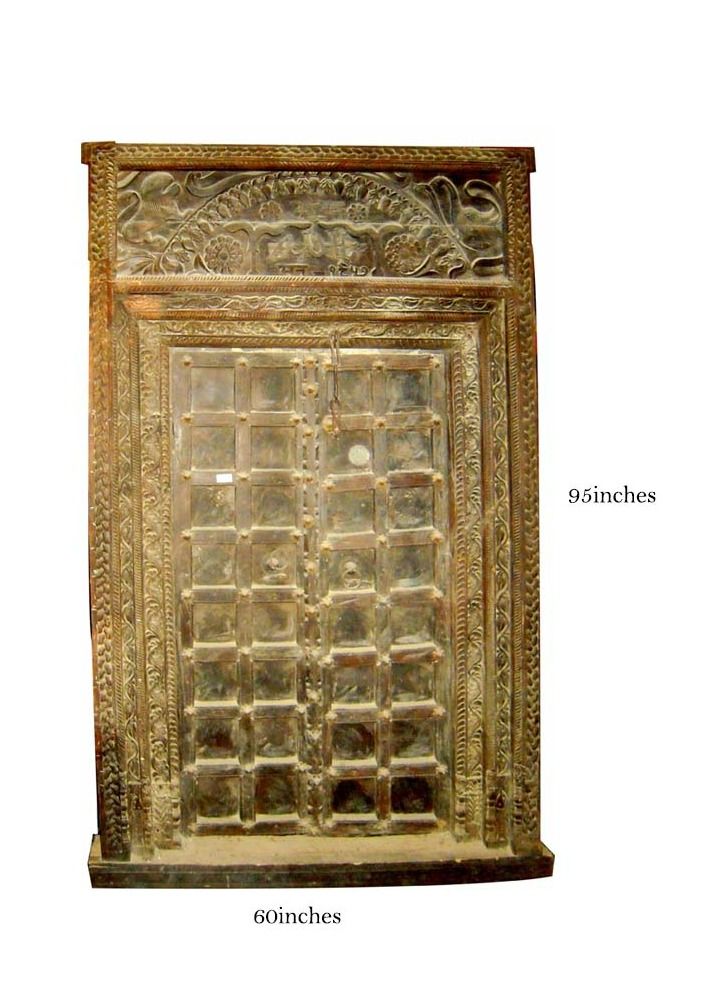 Antique Museum أعمال نحت يدوية على باب خشبي عتيق مقاس 60×95 بوصة -FPP2047  - Image 2