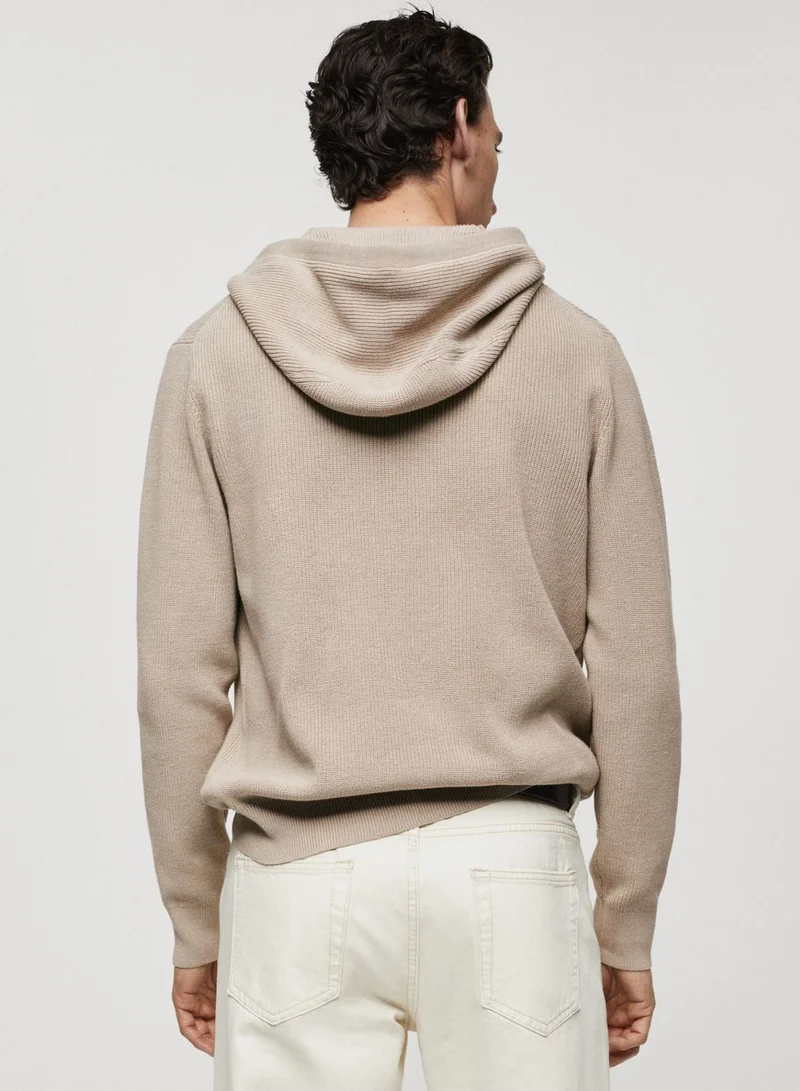 Mango Man Zip Detail Hoodie