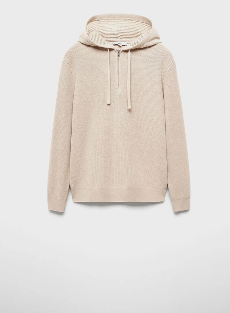 Mango Man Zip Detail Hoodie