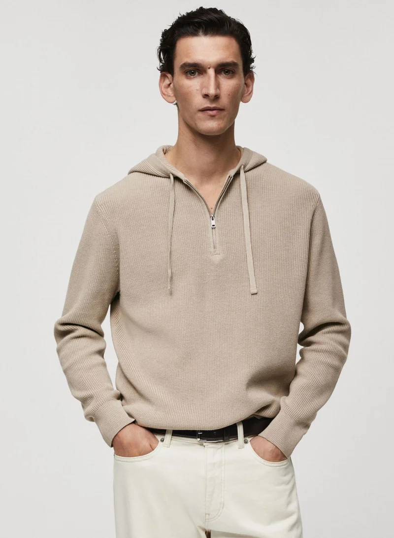 Mango Man Zip Detail Hoodie