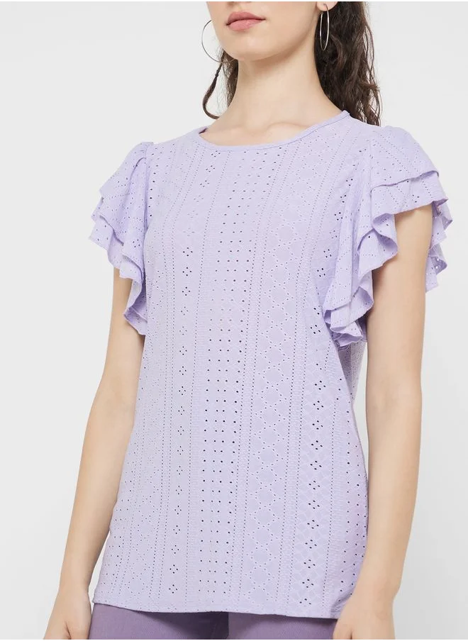 Ginger Urban Minx Flutter Sleeve Top