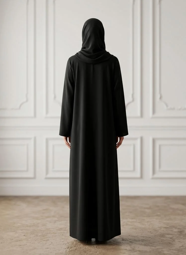 Nukhbaa  Elegant Tone-on-Tone Floral Black Abaya | Nida Fabtic-947 for Women | Best Price UAE