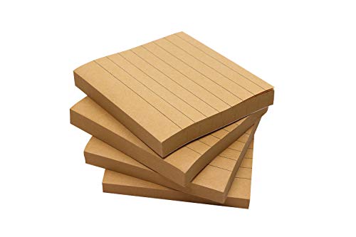 Mini Skater 3x3 Inches Bright Colored Lined Sticky Notes Self-Stick Memo with Line for Office School Home (Brown) - Image 1