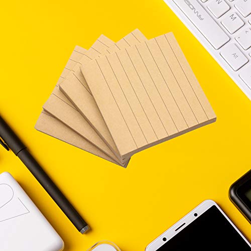 Mini Skater 3x3 Inches Bright Colored Lined Sticky Notes Self-Stick Memo with Line for Office School Home (Brown) - Image 4