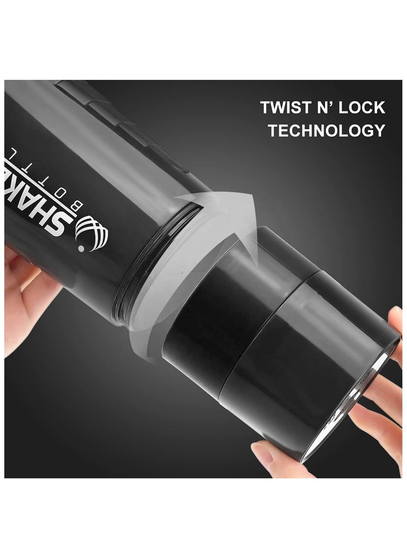 Bisbell - Leak-Proof Protein Shaker Bottle 3-Layer Twist Off Design Non-Slip Grip, BPA-Free Blender Bottle with Supplement and Pill Storage Compartments,BB3209 - Image 1