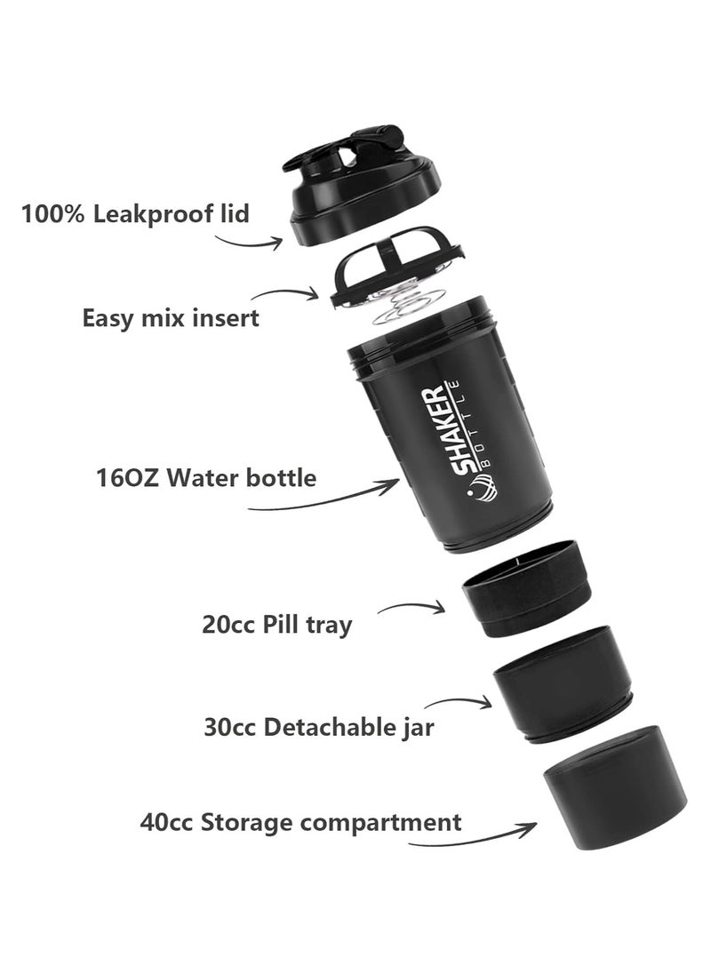 Bisbell - Leak-Proof Protein Shaker Bottle 3-Layer Twist Off Design Non-Slip Grip, BPA-Free Blender Bottle with Supplement and Pill Storage Compartments,BB3209 - Image 1