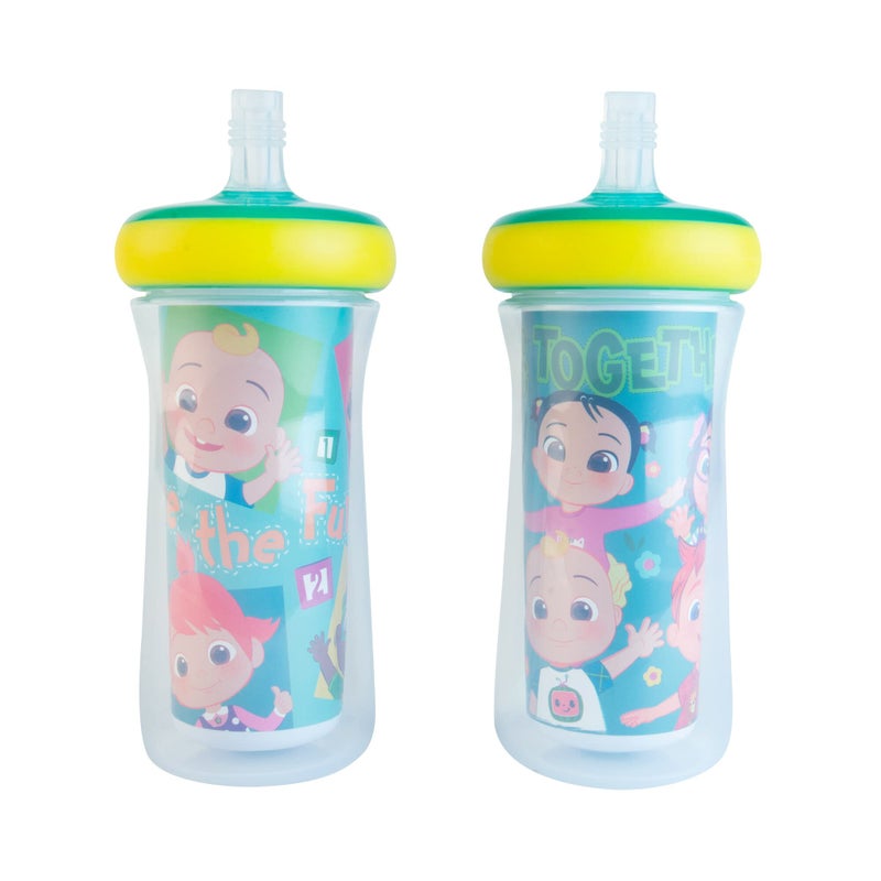 The First Years Cocomelon Insulated Straw Cups - Silicone Straw Cups for Toddlers - Kids Water Bottles Ages 18 Months and Up - 2 Count - Image 1