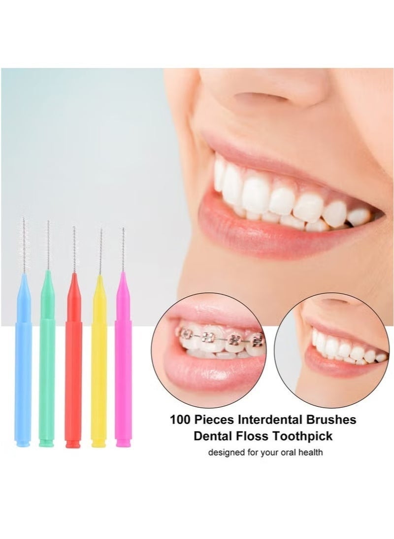 rocooart 100 PCS Interdental Brushes Dental Floss Toothpick Braces Brush Tooth Cleaning Tool Care Tooth Cleaning Tool (Multicolour) - Image 5