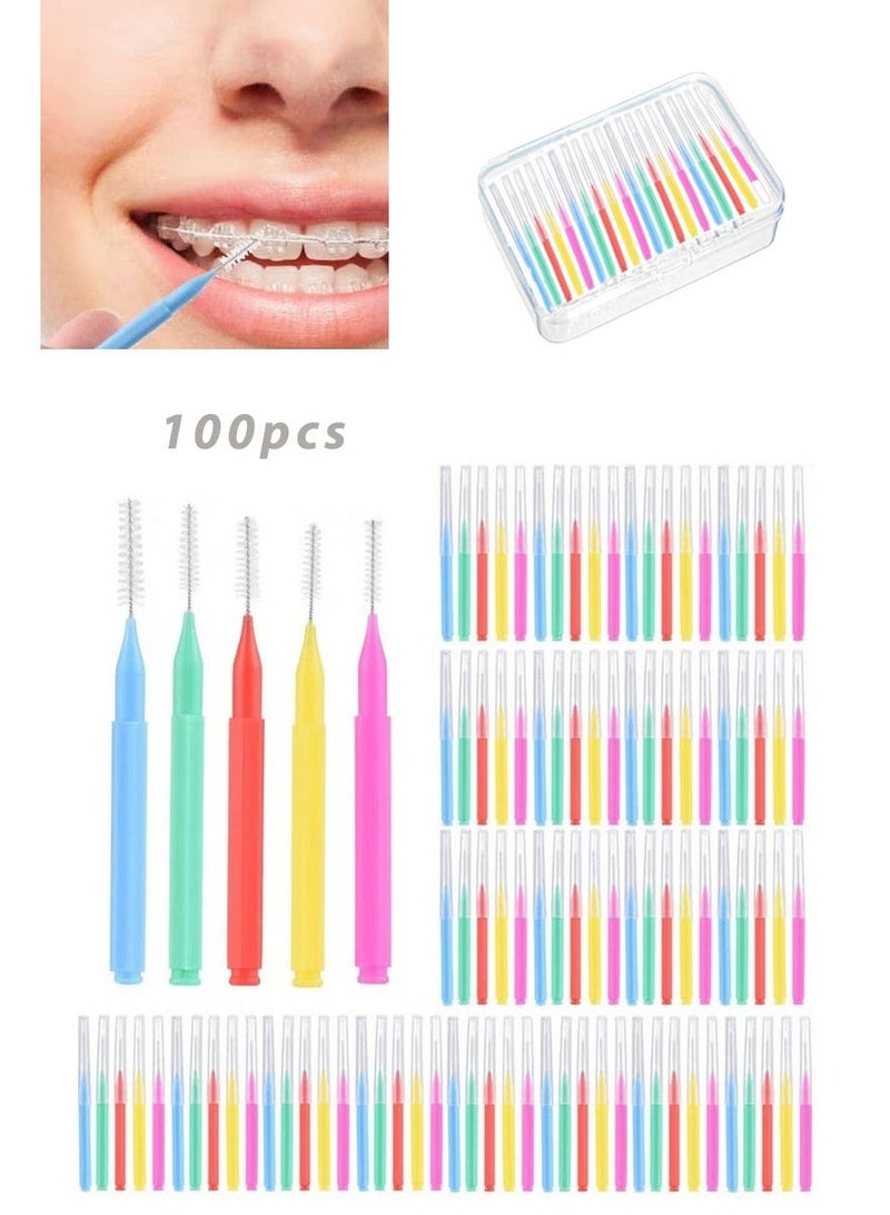 rocooart 100 PCS Interdental Brushes Dental Floss Toothpick Braces Brush Tooth Cleaning Tool Care Tooth Cleaning Tool (Multicolour) - Image 2