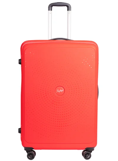 Skybags ZAP Checked Luggage Trolley| Hardcase Polypropylene Material| 3-Digit Combination Lock | 360° Degree Wheel Rotation| Large-28 Inch- Red