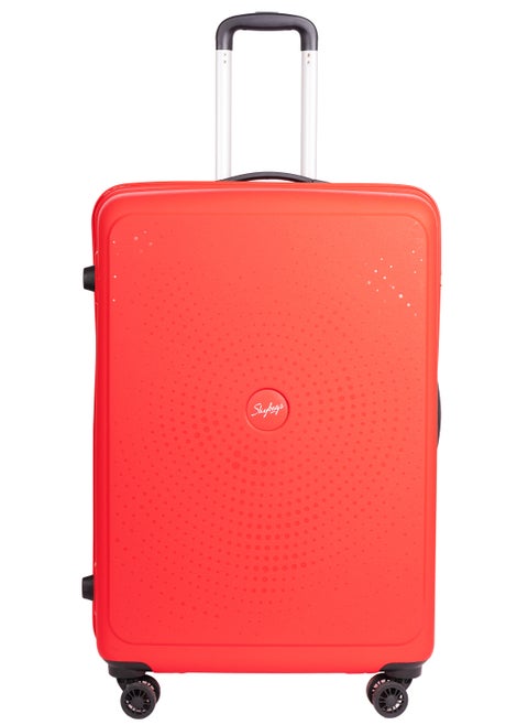 ZAP Checked Luggage Trolley| Hardcase Polypropylene Material| 3-Digit Combination Lock | 360° Degree Wheel Rotation| Large-28 Inch- Red