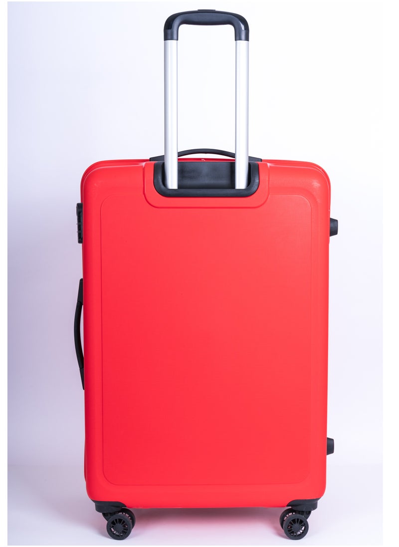 ZAP Checked Luggage Trolley| Hardcase Polypropylene Material| 3-Digit Combination Lock | 360° Degree Wheel Rotation| Large-28 Inch- Red