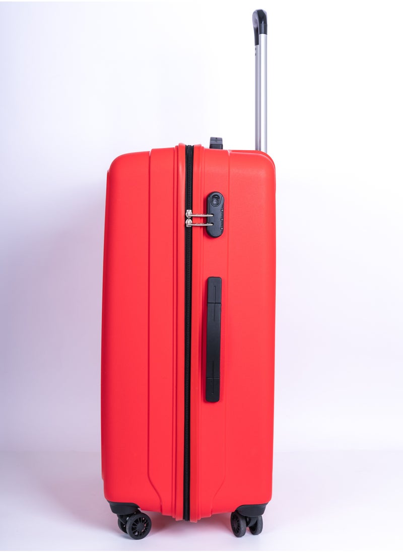 ZAP Checked Luggage Trolley| Hardcase Polypropylene Material| 3-Digit Combination Lock | 360° Degree Wheel Rotation| Large-28 Inch- Red