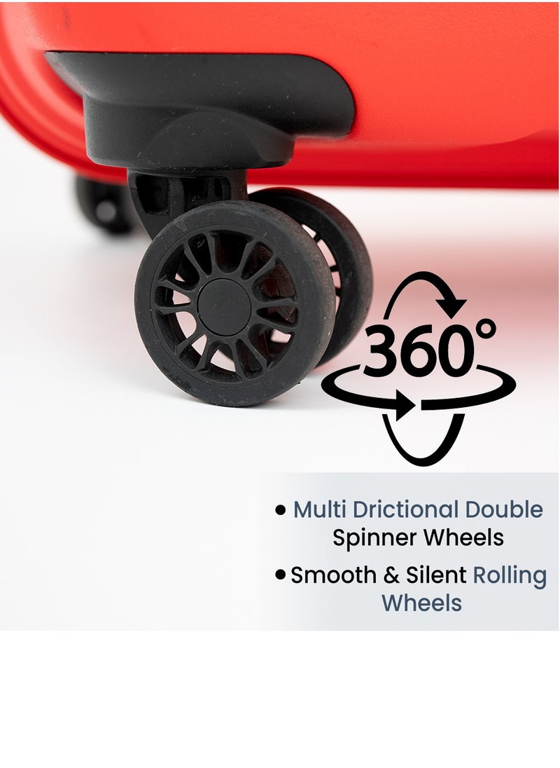 ZAP Checked Luggage Trolley| Hardcase Polypropylene Material| 3-Digit Combination Lock | 360° Degree Wheel Rotation| Large-28 Inch- Red