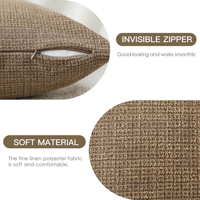 OTOSTAR Pack of 2 Throw Pillow Covers 12x20 Inch Linen Coffee Brown Pillowcases Farmhouse Decorative Solid Pillow Covers 30x50 cm Lumbar Cushion Case for Home Decor Sofa Couch Bed (Coffee Brown) - Image 2