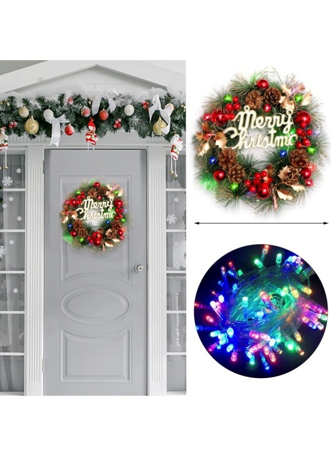 NIBEMINENT إكليل عيد الميلاد الذهبي إكليل عيد الميلاد الاصطناعي لإكليل عيد الميلاد لتزيين باب المدخل مع لمسات ذهبية وزهور اصطناعية كرات ذهبية ورباط كبير للزينة الداخلية والخارجية للمنزل - Image 2