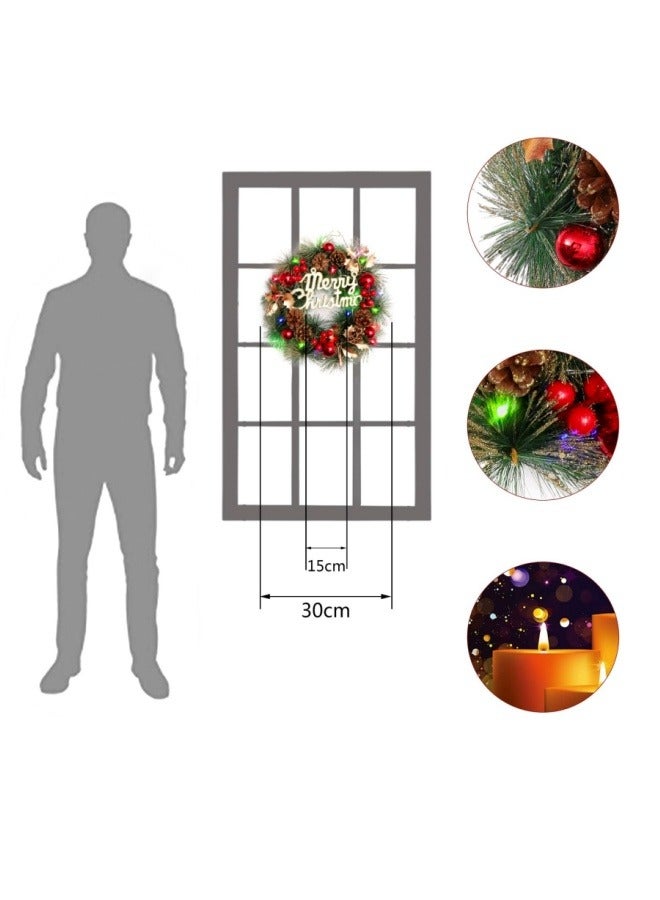 NIBEMINENT إكليل عيد الميلاد الذهبي إكليل عيد الميلاد الاصطناعي لإكليل عيد الميلاد لتزيين باب المدخل مع لمسات ذهبية وزهور اصطناعية كرات ذهبية ورباط كبير للزينة الداخلية والخارجية للمنزل - Image 3