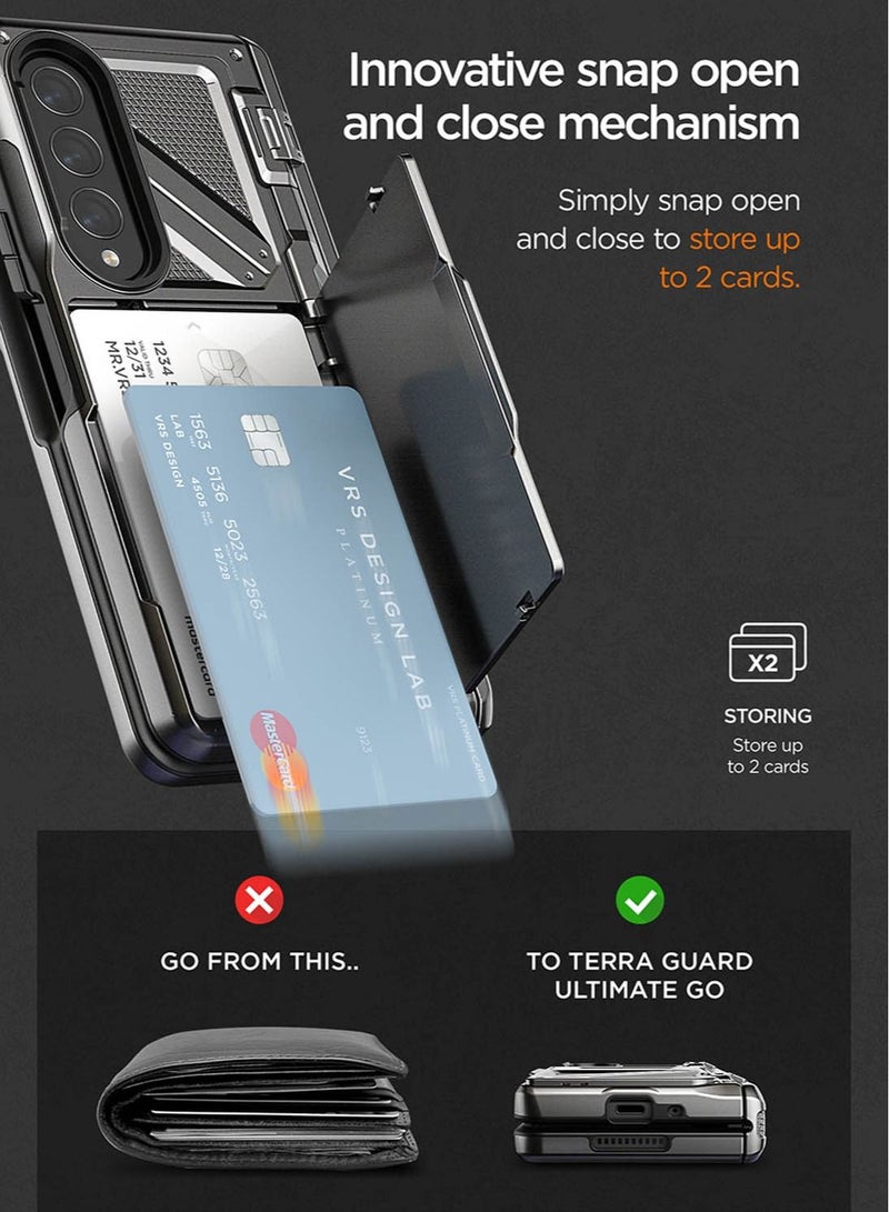 VRS Design Terra Guard Ultimate GO Hinge Protection Samsung Galaxy Z Fold 4 Case Cover Wallet with Card Compartment & Screen Protector - Metal Black - Image 5