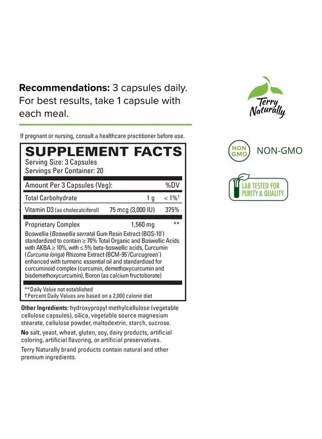 Terry Naturally Healthy Knees & Joints - 1,560 mg Curcumin & Boswellia Complex, 60 Capsules - Promotes Flexibility, Mobility, Strength & Comfort - Gluten-Free - 20 Servings - Image 2