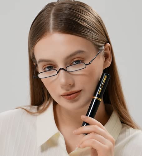 Viseng Slim Mini Metal Reading Glasses Compact Lightweight Portable Readers with Glasses Case for Reading Case,Gold+Silver+Black+2.0 - Image 4
