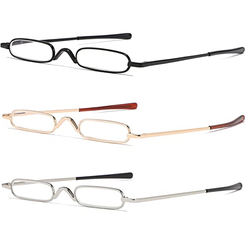 Viseng Slim Mini Metal Reading Glasses Compact Lightweight Portable Readers with Glasses Case for Reading Case,Gold+Silver+Black+2.0 - Image 5