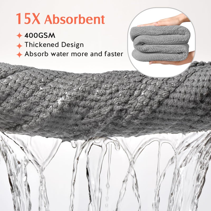 YFONG 2 Pack Large Microfiber Hair Towel Wrap, Super Absorbent Quick Dry Hair Turban for Drying Long Thick Curly Hair, Anti Frizz, Drying Towel with Button - Image 2