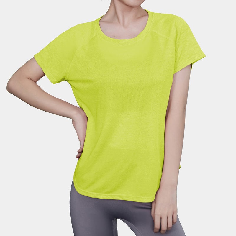 Generic Sports Short-sleeved Womens Summer New Loose Breathable Quick-drying Fitness Suit Top Good-looking Pilates Yoga Suit Lemon Yellow FBF2343501