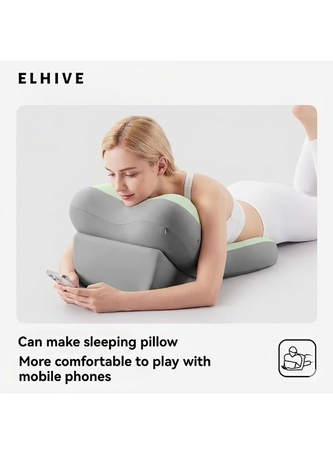 ELHIVE 2-Piece Adjustable Memory Foam Bed Wedge Pillow Set for Back & Neck Support, Mint/Grey - Image 2