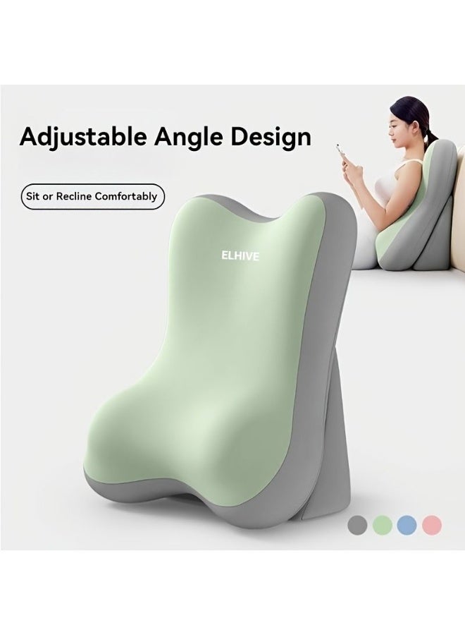 ELHIVE 2-Piece Adjustable Memory Foam Bed Wedge Pillow Set for Back & Neck Support, Mint/Grey - Image 1