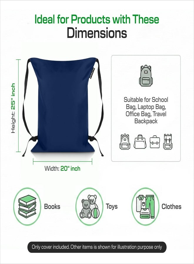 MUTMAIN 45L full bag cover waterproof rain cover for backpack with storage pouch, all side covered bag for School, Laptop, office, Collage bags with shoulder strap, PU material (Navy blue, 40L to 50L) - Image 2